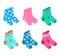 Set of colored pairs of socks.