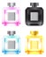 Set of colored perfume bottles