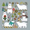 Set of colored polar bear icons