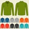Set of colored polo t-shirts templates for men