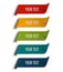 Set of colored ribbon banner template. Red curved banner design