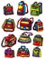 Set of colored school bags