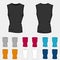 Set of colored sleeveless shirts templates for men