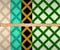 Set colored square pattern. cream, emerald, gold, green