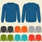 Set of colored sweatshirts templates for men