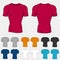 Set of colored t-shirts templates for men