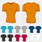 Set of colored t-shirts templates for men