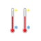 Set of colored thermometer icons. Flat design