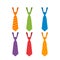 Set of colored ties with ornaments in a flat style. vector illustration