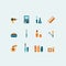 Set of colored vector hairstyling and makeup icons