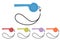 Set of colored whistles vector illustration
