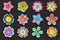 Set of colorful 3d flowers sakura