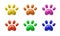 Set of colorful 3D pet paw.