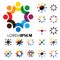 Set of colorful, abstract people together graphics - vector logo