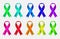 Set of colorful awareness ribbons isolated on