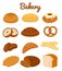 Set of colorful bakery icons