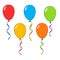 Set of colorful balloons with ribbons. Cartoon. Vector illustration