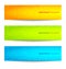 Set of Colorful Bright Circular Pixel Banners.