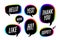 Set of colorful bubbles, icons or cloud talk with text