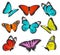 Set of colorful butterflies vector