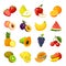 Set of colorful cartoon fruit icons