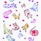 Set of colorful cats, seamless hand drawn pattern,