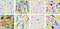 Set of colorful childish abstract hand drawn seamless pattern set. Contemporary minimal modern trendy freehand doodle