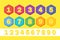 Set colorful children numbers. Vector flat illustrations. Numbers for kids in bright colors