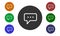 Set of colorful circular icons, comments on websites and forums and in e-shop with a button and a picture bubbles isolated on whit