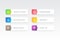 Set of Colorful clean style buttons vector modern material. Different gradient colors and icons on white forms with shadows