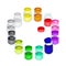 A Set of Colorful Color Paint Jars