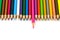 Set of colorful color pencil lined in row