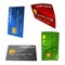 Set of colorful credit bank cards