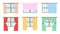 Set of colorful curtains in cartoon style. Vector illustration of various curtains for windows home interiors on white background