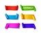 Set of colorful curved paper ribbon banners with rolls and space for text on white