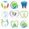 Set of colorful dental vector icon symbol for element design on the white background