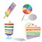 Set of colorful desserts. Vector illustration decorative background design