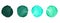 Set of colorful different shades of green turquoise colors watercolor aquarelle circles splash points hand drawing illustration,