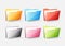 Set of colorful document file folder directory icon isolated on white grey, transparent vector illustration