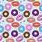 Set of colorful donut seamless pattern.