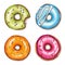 Set of colorful donuts. Hand drawn marker illustration.