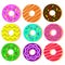 Set of Colorful Donuts Illustration Vector