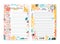 Set of colorful doodle weekly planner and notes template with place for text vector flat illustration. Cute plan, list