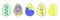Set of colorful Easter eggs. Food. The collection of eggs. Easter. Flat. Vector