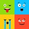 Set of colorful emoticon. Background pattern with emoji.