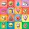 Set of colorful emoticons, emoji, stickers backgound, vector.