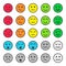 Set of colorful emoticons, faces icons. Vector illustration. Isolated on white background.