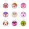 Set of colorful face avatar expression icons