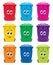 Set of colorful flat recycling wheelie bin icons, vector