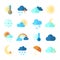 Set of colorful flat weather icons